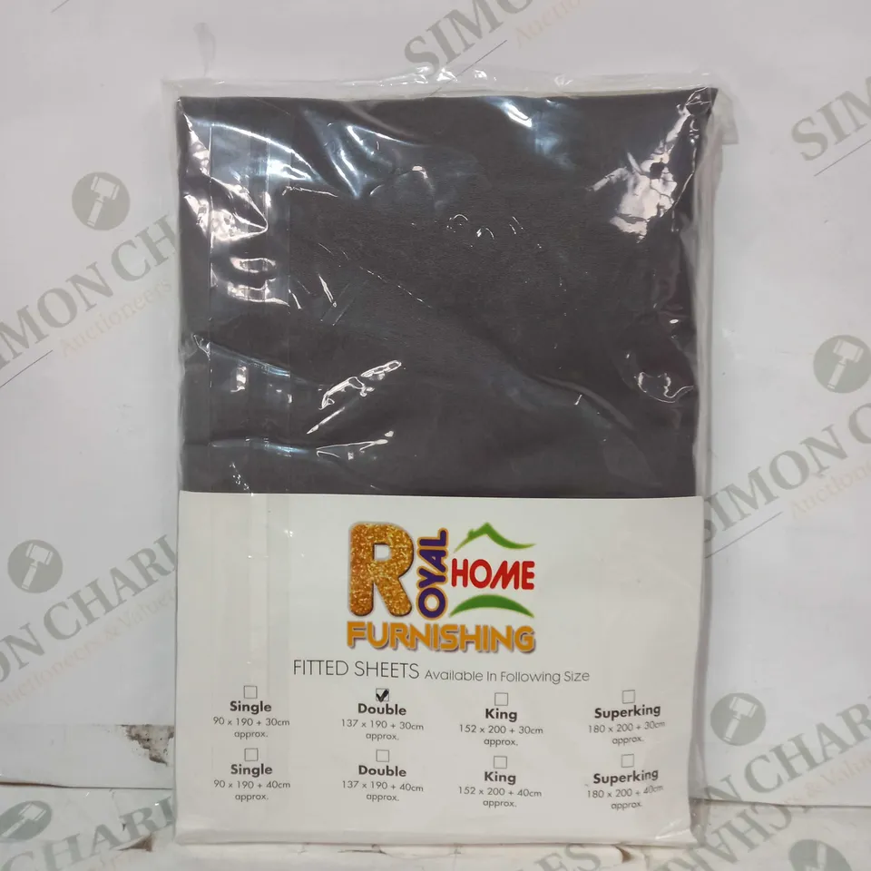 ROYAL HOE FURNISHINGS SOFT TOUCH FITTED SHEET IN CHARCOAL - DOUBLE