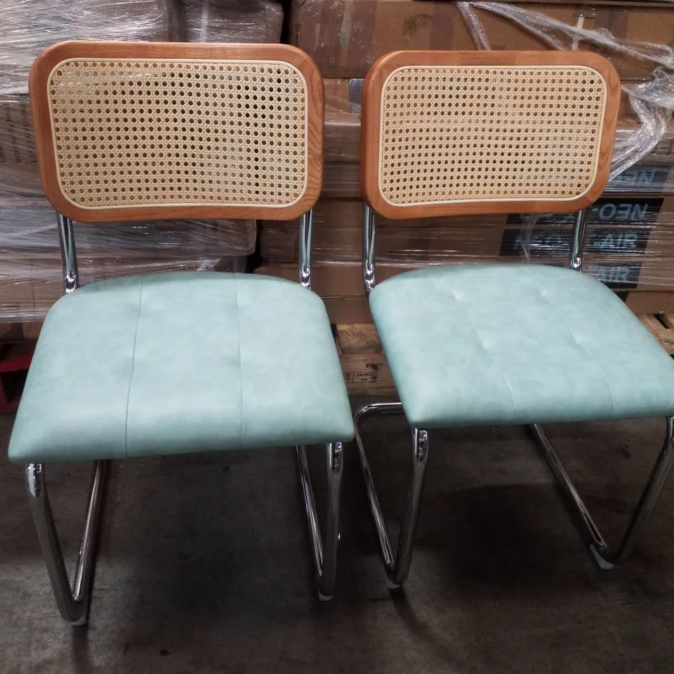 CRUMLEY UPHOLSTERED DINING CHAIR GREEN/SILVER LEGS