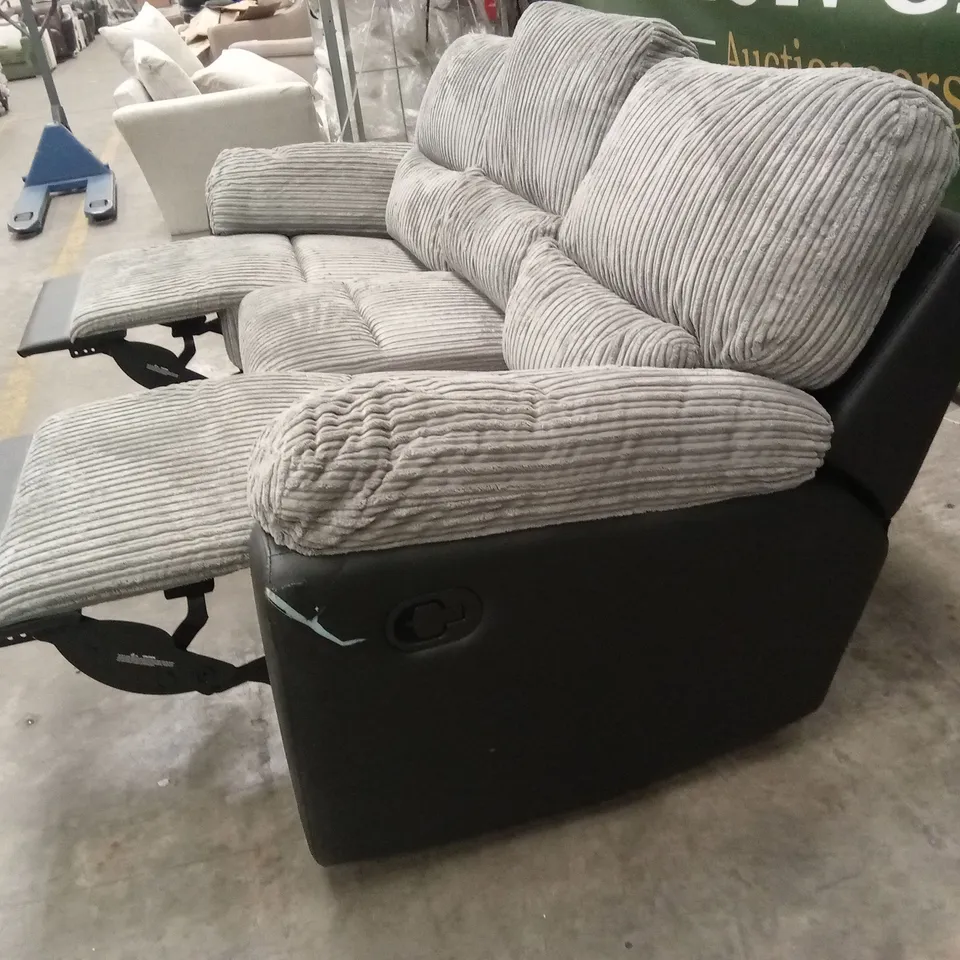 SIENNA FABRIC/FAUX LEATHER HIGH BACK 3 SEATER RECLINER SOFA RRP £849