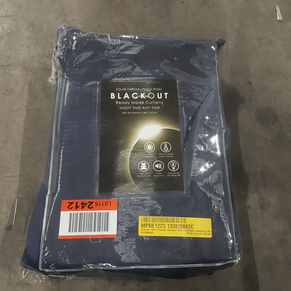 BAGGED MONCEAR 100% POLYESTER BLACKOUT PENCIL PLEAT ROOM DARKENING - 168 x 137cm