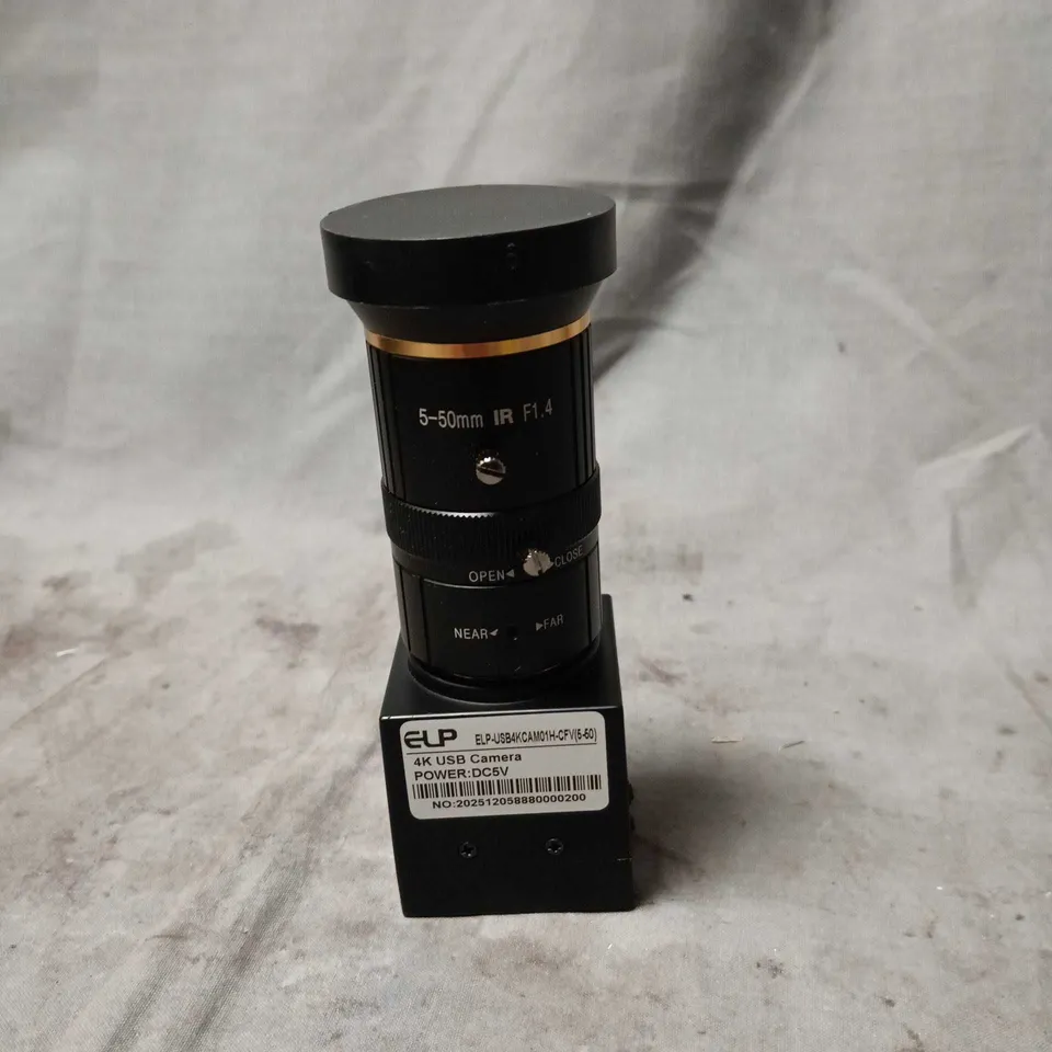 ELP USB 4K CAMERA – 5-50MM IR F1.4 LENS (DC5V) . UNBOXED