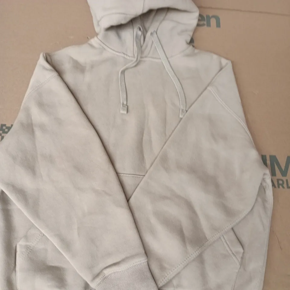 PULL & BEAR LONG SLEEVE PULL-OVER HOODIE IN TAUPE SIZE XS
