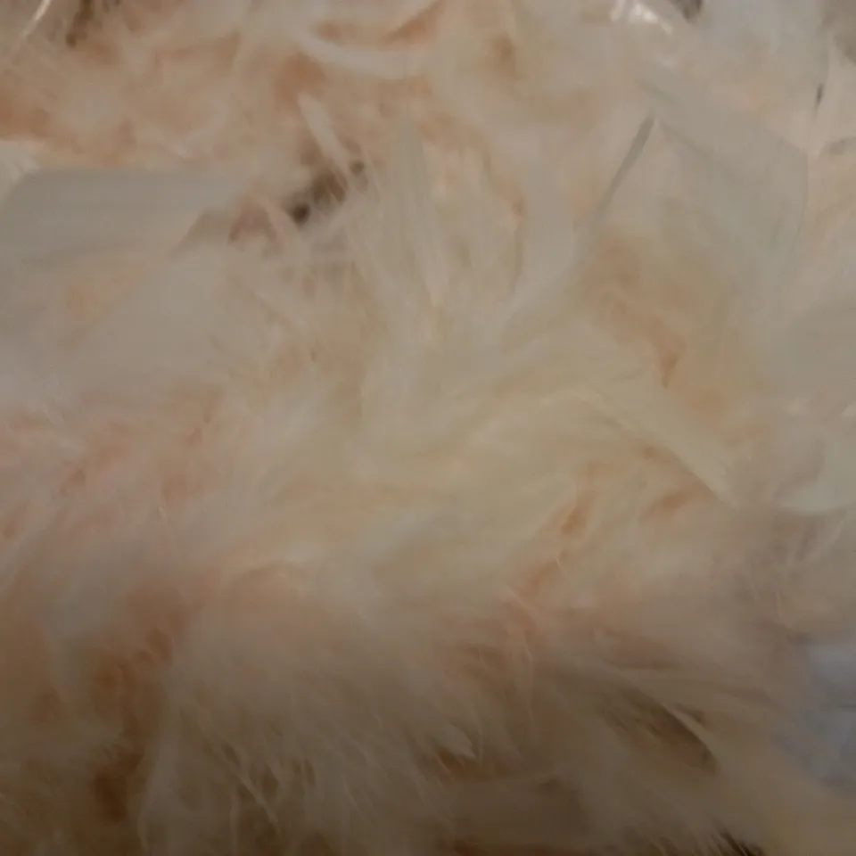 ELLIE TABLE LAMP FEATHER SHADE BLUSH RRP £42