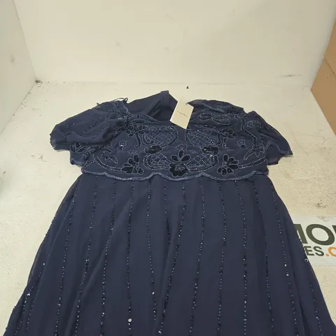 TOGETHER NAVY BEADED MAXI DRESS - 16