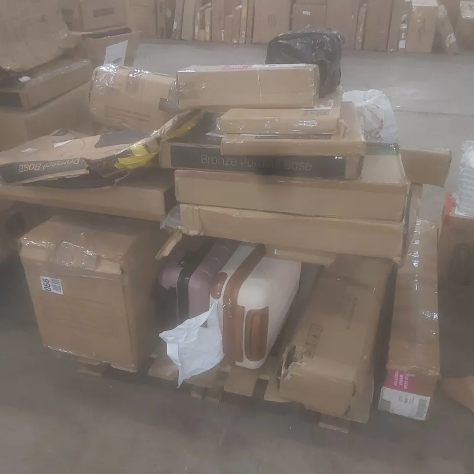 PALLET OF ASSORTED HOUSEHOLD GOODS AND INCOMPLETE FURNITURE PARTS 
