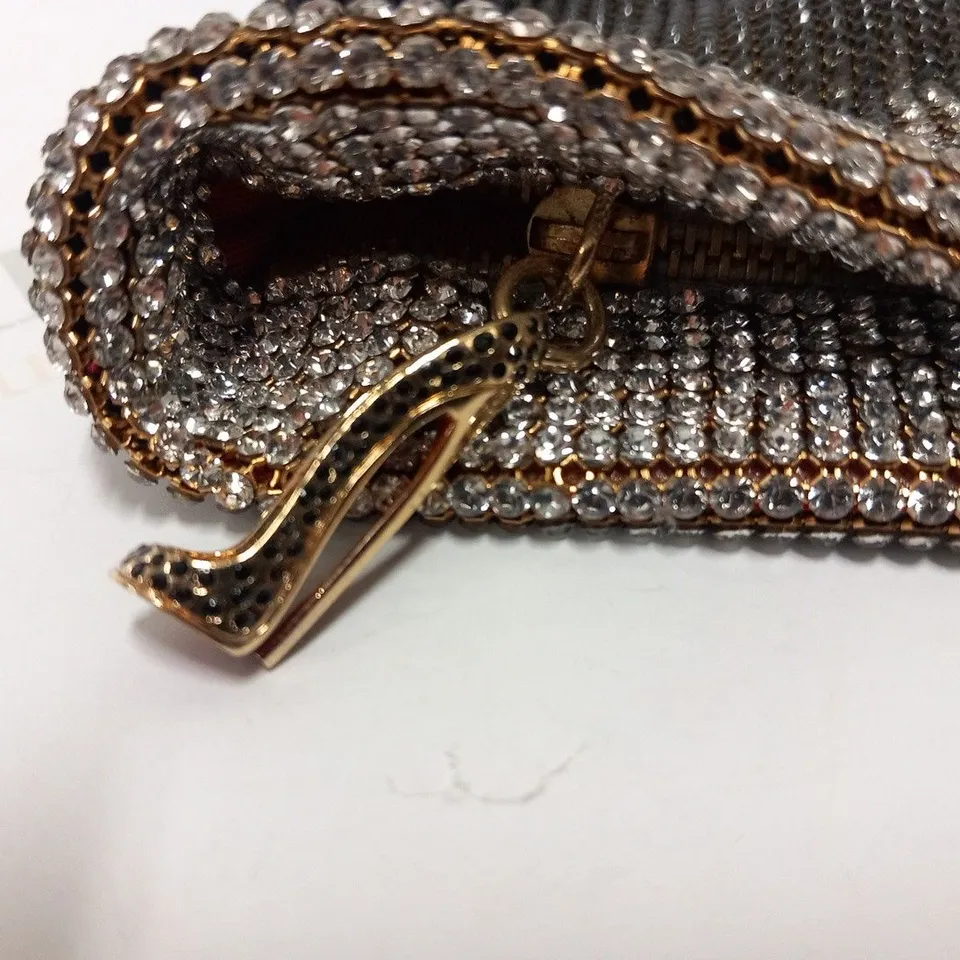 CHRISTIAN LOUBOUTIN SILVER OMBRE CRYSTAL CLUTCH BAG