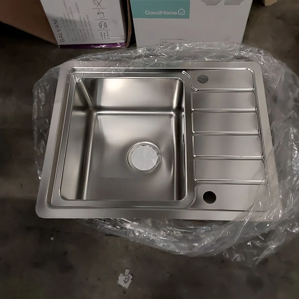 BOXED COMPACT STAINLESS STEEL SINK BOWL AND DRAINER 