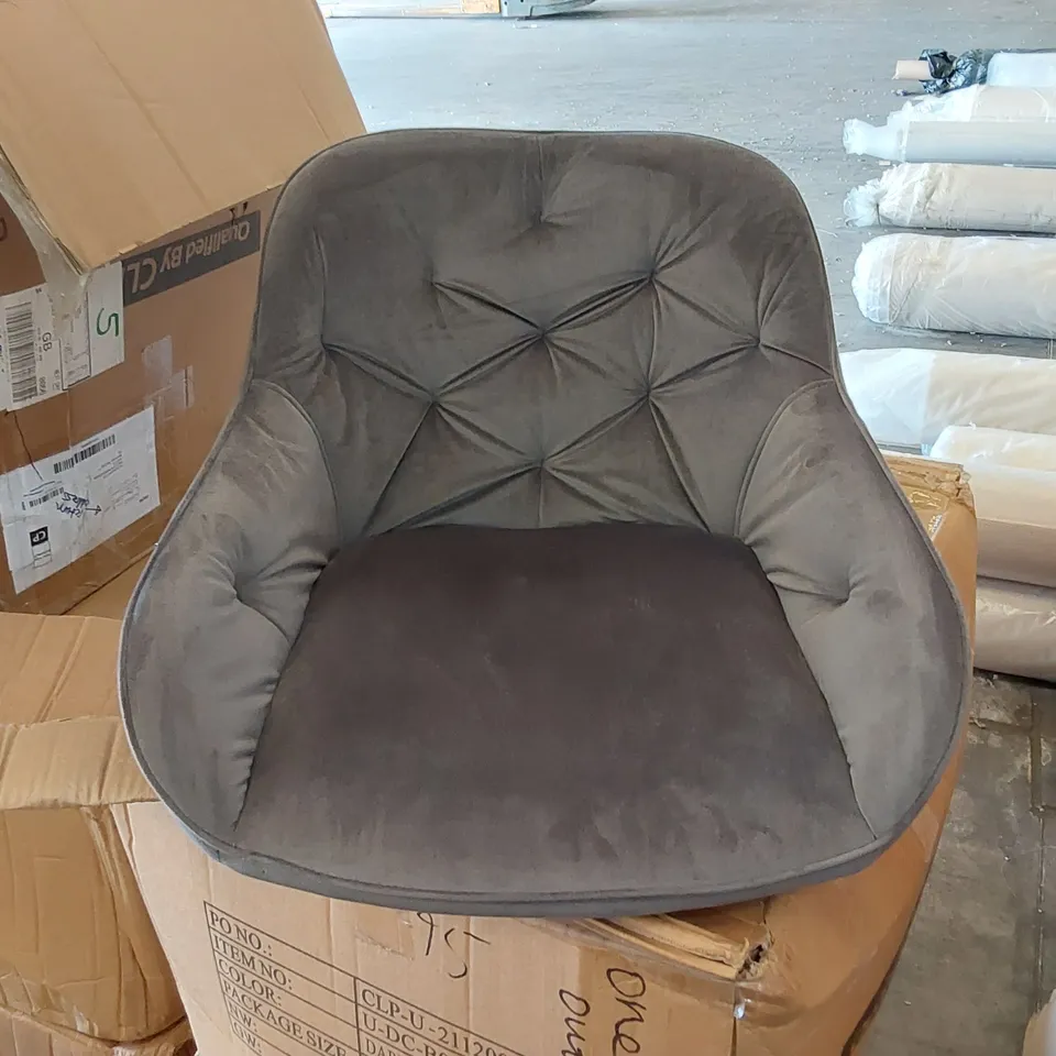 BOXED SET OF 2 GREY VELVET CHAIRS 