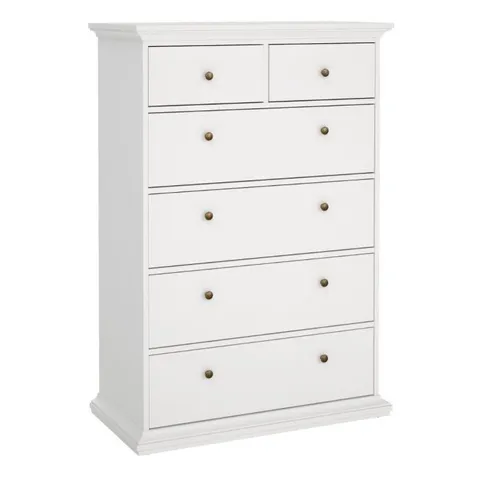 BOXED PARIS CHEST 6 DRAWERS - WHITE (3 BOXES)