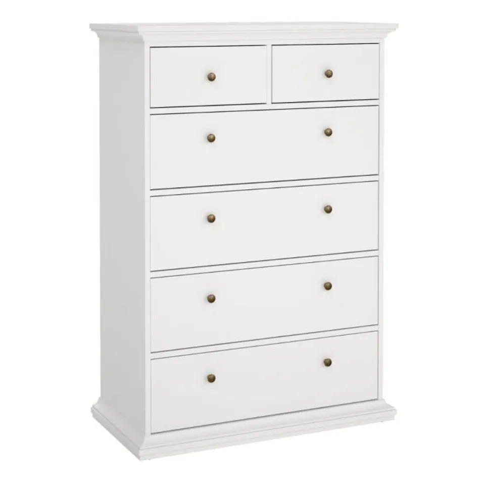 BOXED PARIS CHEST 6 DRAWERS - WHITE (3 BOXES)