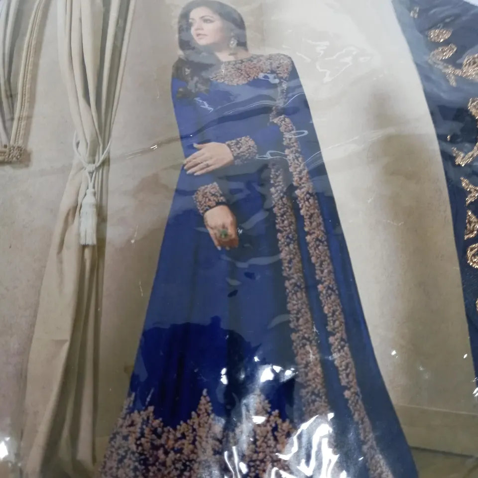 BLUE COLOURED PURE GEORGETTE HEAVY DESIGNER DRESS