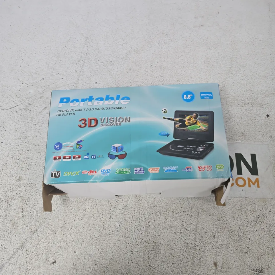 PORTABLE DVD PLAYER WITH 8.8-INCH SCREEN – BOXED 