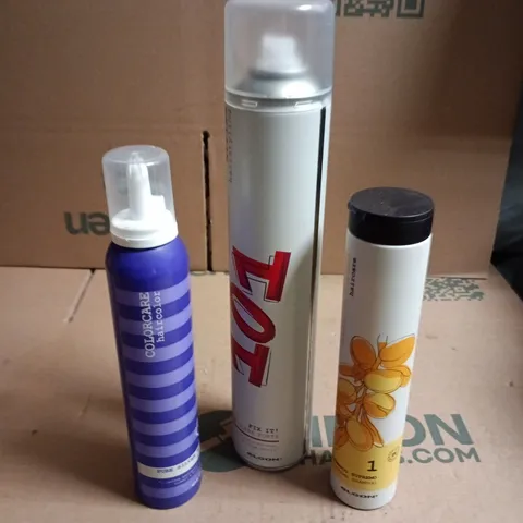 BOX OF APPROXIMATELY 15 ASSORTED ELGON PRODUCTS TO INCLUDE: SHAMPOO AND HAIRSPRAY 
