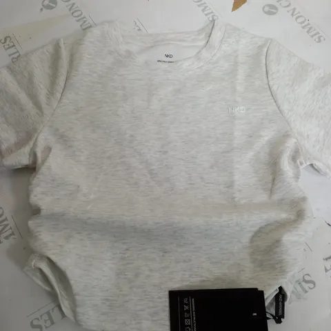 NAKD APPAREL MARL GREY RUCHED CROP TOP - MEDIUM