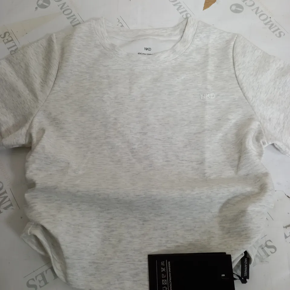 NAKD APPAREL MARL GREY RUCHED CROP TOP - MEDIUM