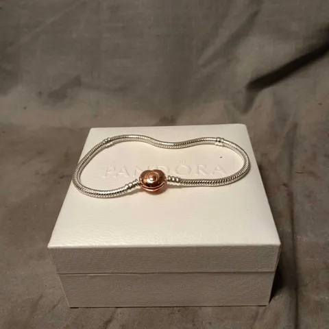 PANDORA SILVER-TONE BRACELET WITH PINK CHARM – ON PANDORA BOX