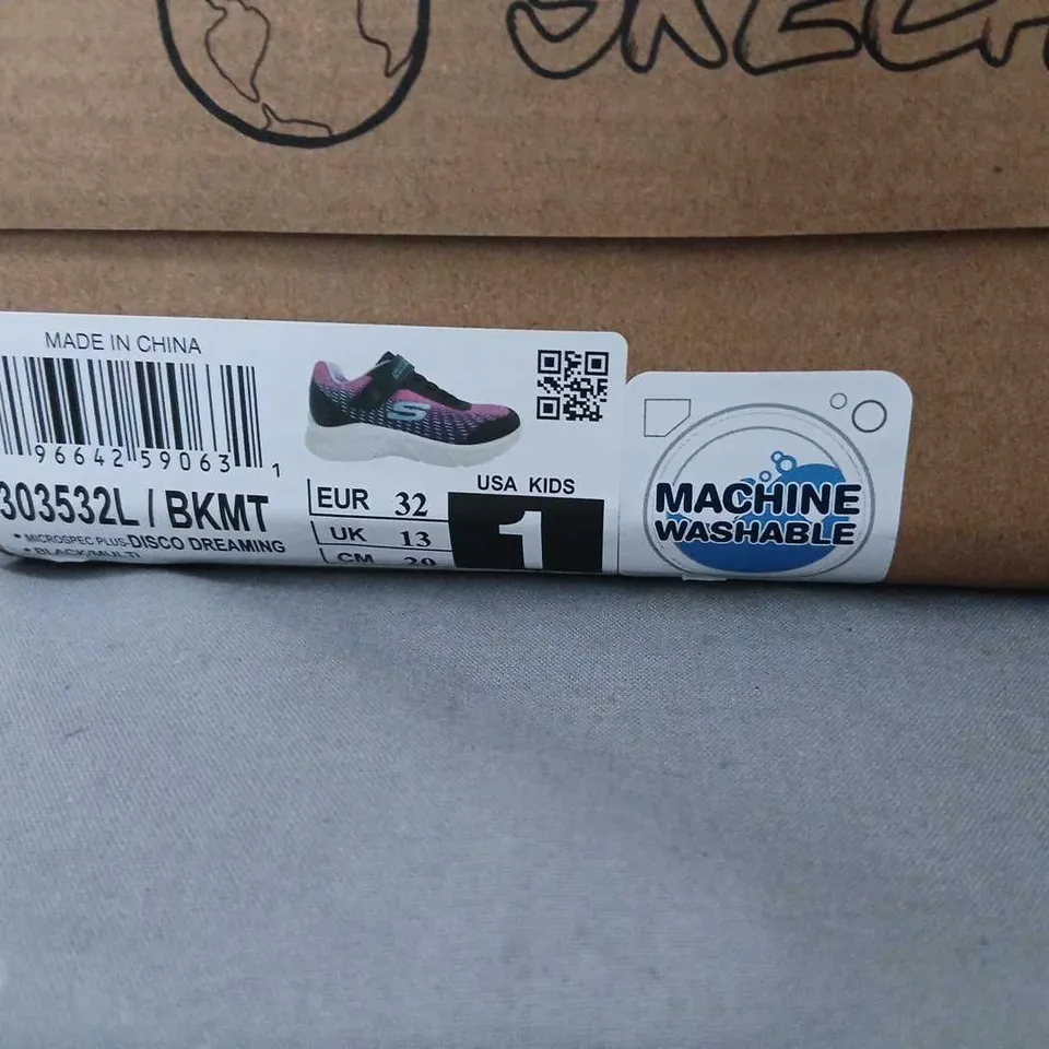 SKECHERS KIDS SNEAKERS – PINK & PURPLE MESH, VELCRO STRAP, BOXED (MACHINE WASHABLE) SIZE KIDS 13