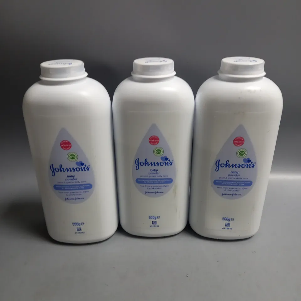 LOT OF 3 JOHNSONS BABY POWDER 500G