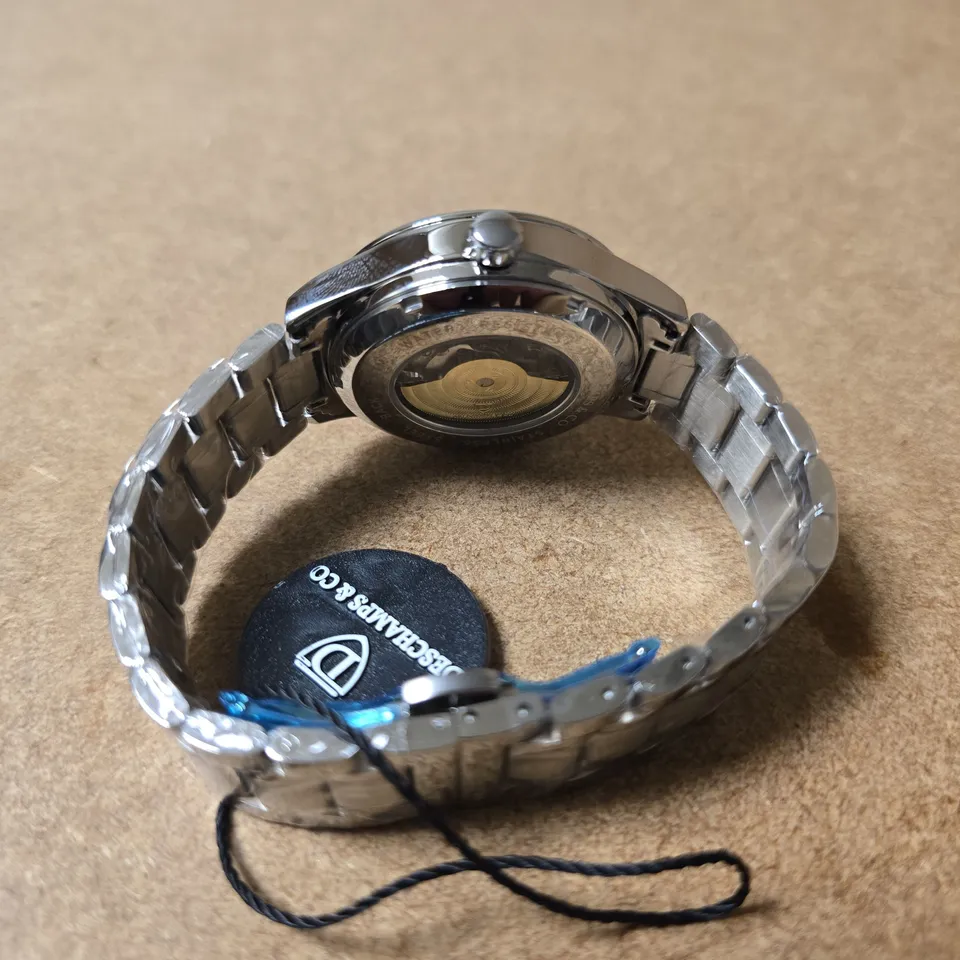 DESCHAMPS & CO SKELETON WATCH – STAINLESS STEEL BRACELET, BOXED 
