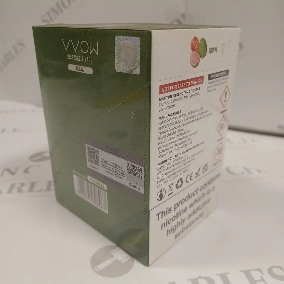 SEALED SMOK VVOW 10-PACK OF DISPOSABLE VAPES - GUAVE