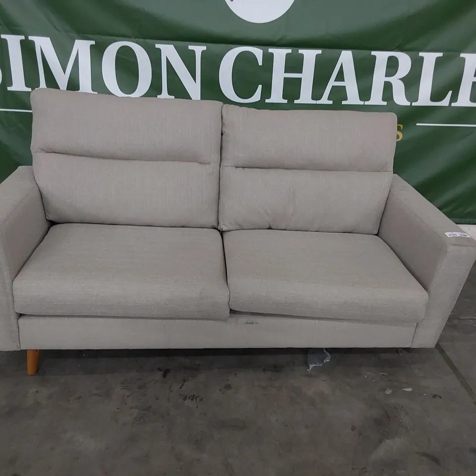 DESIGNER THREE SEATER SOFA LIGHT GREY FABRIC 