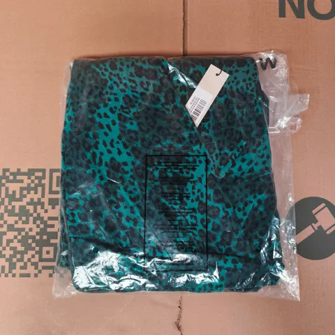 ROMAN GREEN ANIMAL PRINT MOCK WRAP MIDI DRESS SIZE 14