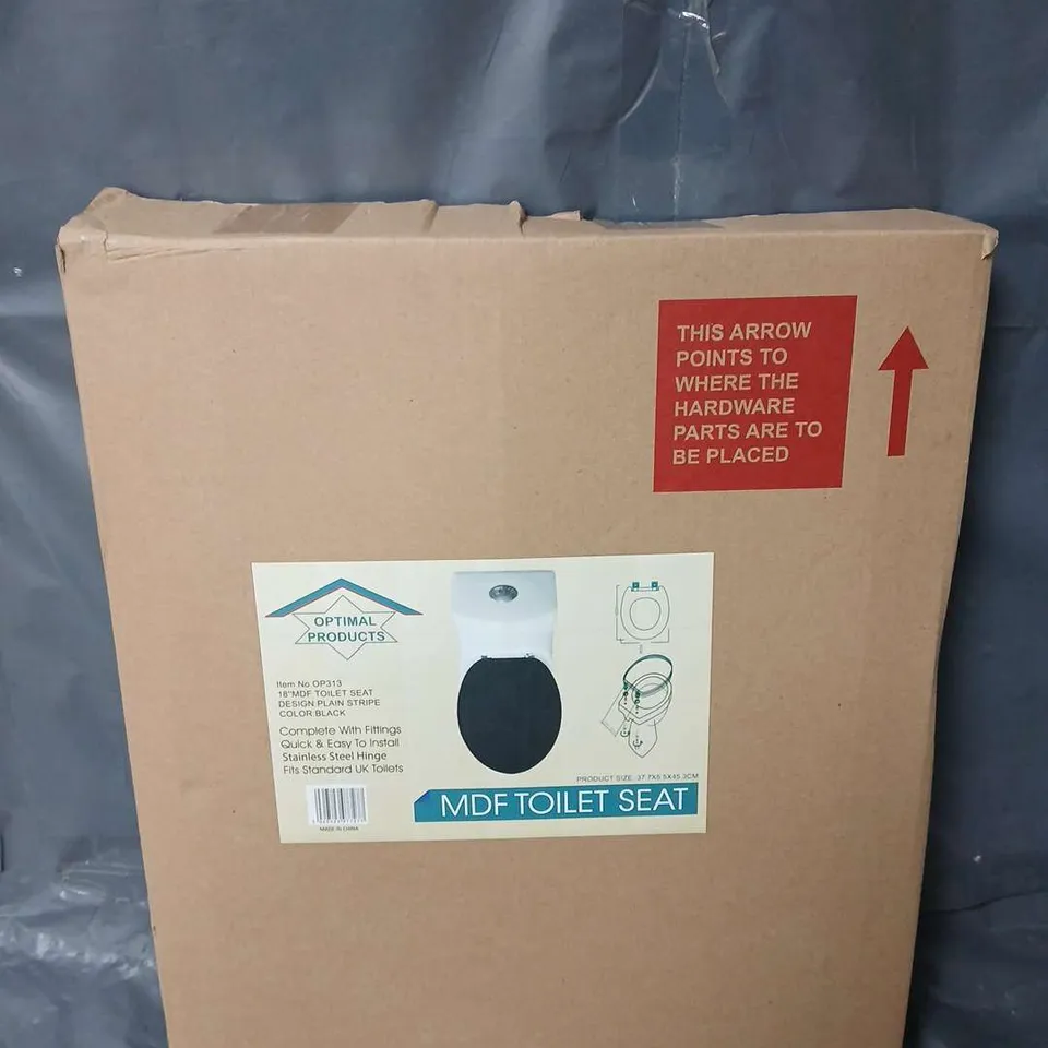 BOXED OPTIMAL PRODUCTS MDF TOILET SEAT IN BLACK