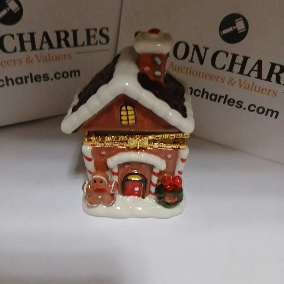 DIAMONIQUE 2CT TW BEZEL SET STUD IN CERAMIC GINGERBREAD HOUSE STERLING SILVER