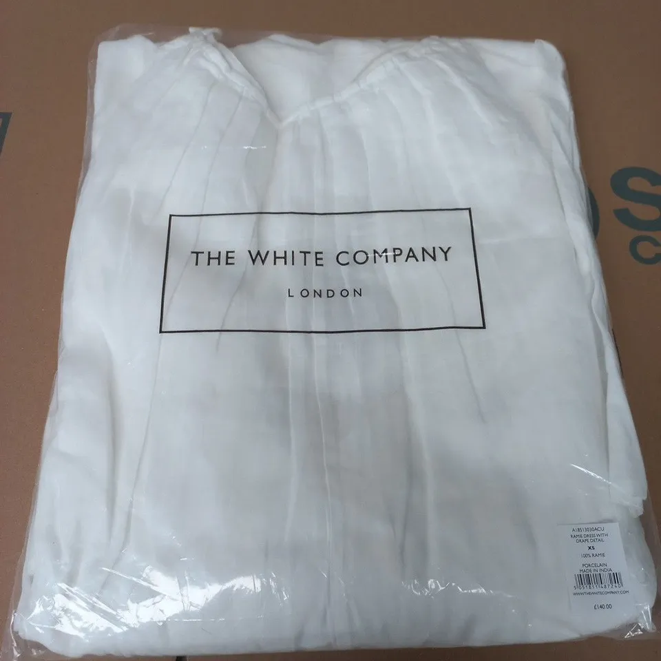 THE WHITE COMPANY RAMIE DRESS WITH DRAPED DETAIL – XS – PORCELAIN