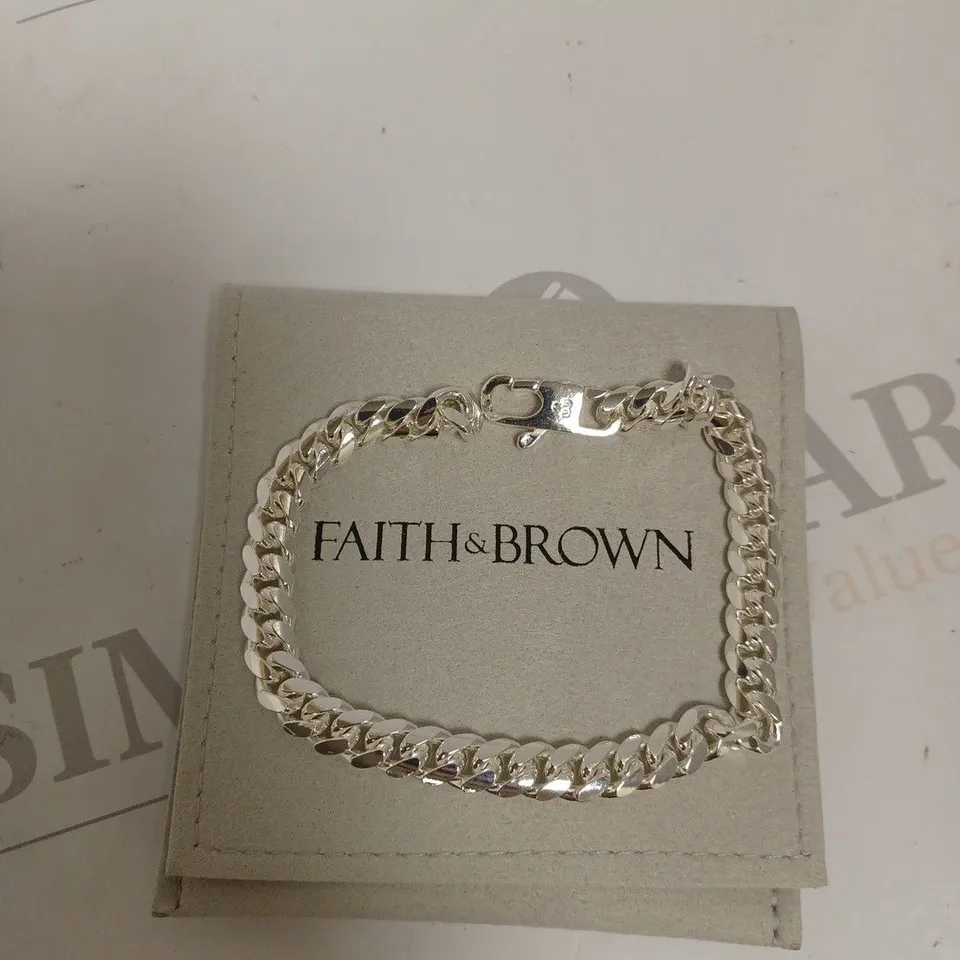 FAITH & BROWN ITALIAN CRAFTED GENTS STERLING SILVER CHAIN BRACELET