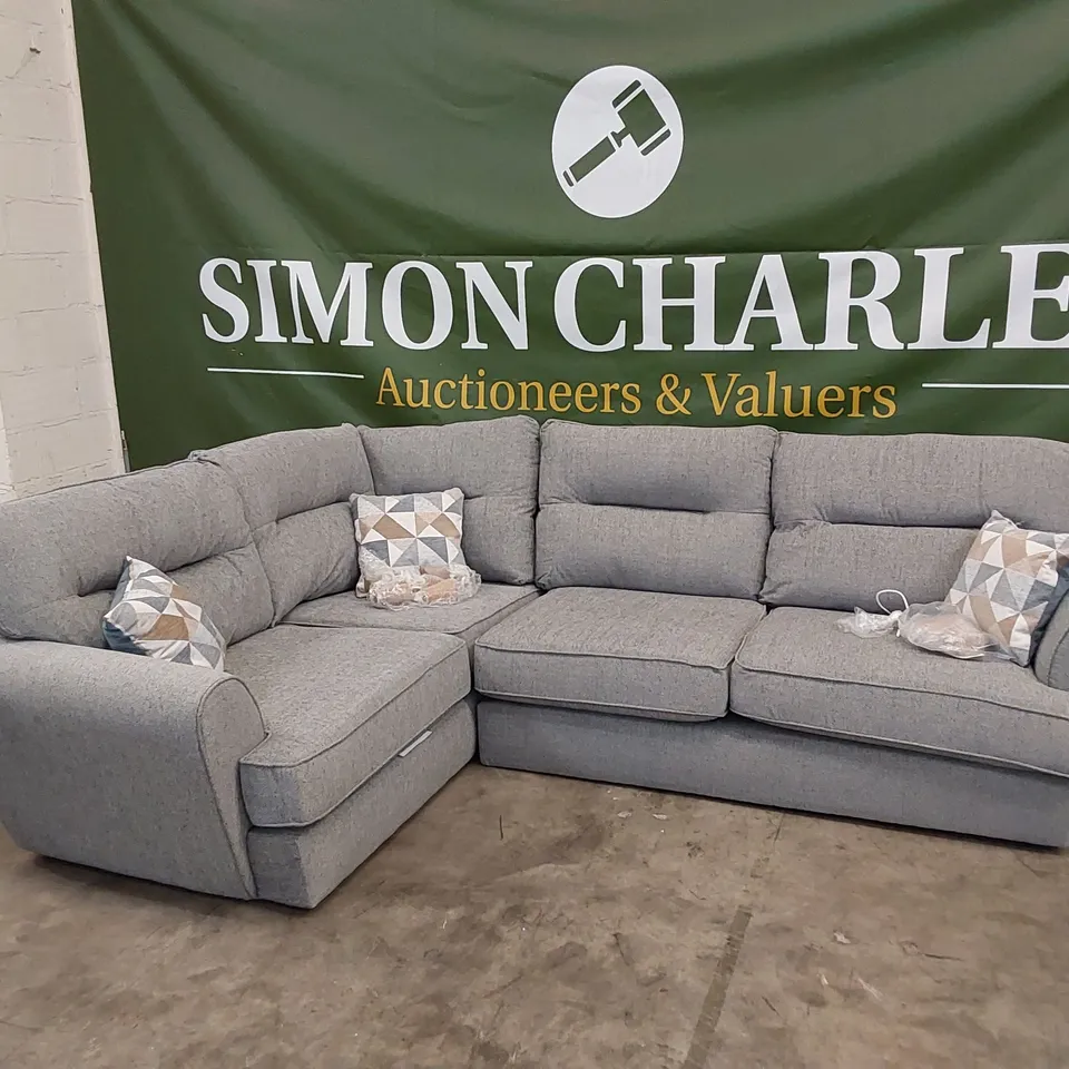 QUALITY DESIGNER LUSSO FABRIC UPHOLSTERED CORNER SOFA WITH SCATTER CUSHIONS 