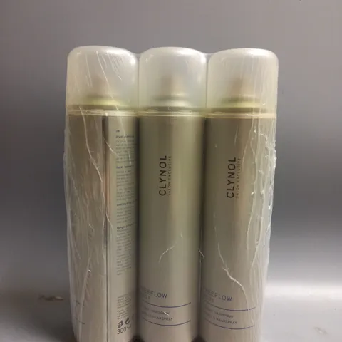 BOXED CLYNOL SALON EXCLUSIVE FLEXIBLE FREEFLOW HOLD 1 HAIRSPRAY X12 300ML EACH