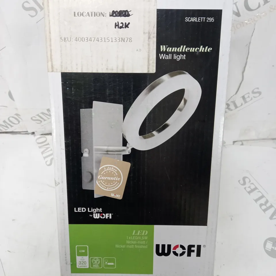 BOXED WOFI SCARLETT 1-LIGHT LED WALL SPOTLIGHT