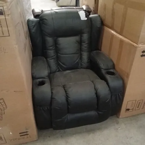 DESIGNER BLACK FAUX LEATHER RECLINER CHAIR