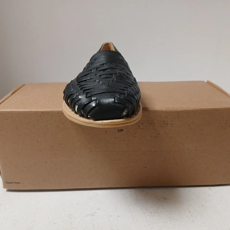 BOXED PAIR OF ORIGO BY ANYA SLIP-ON FLAT SANDALS IN BLACK SIZE EU 38