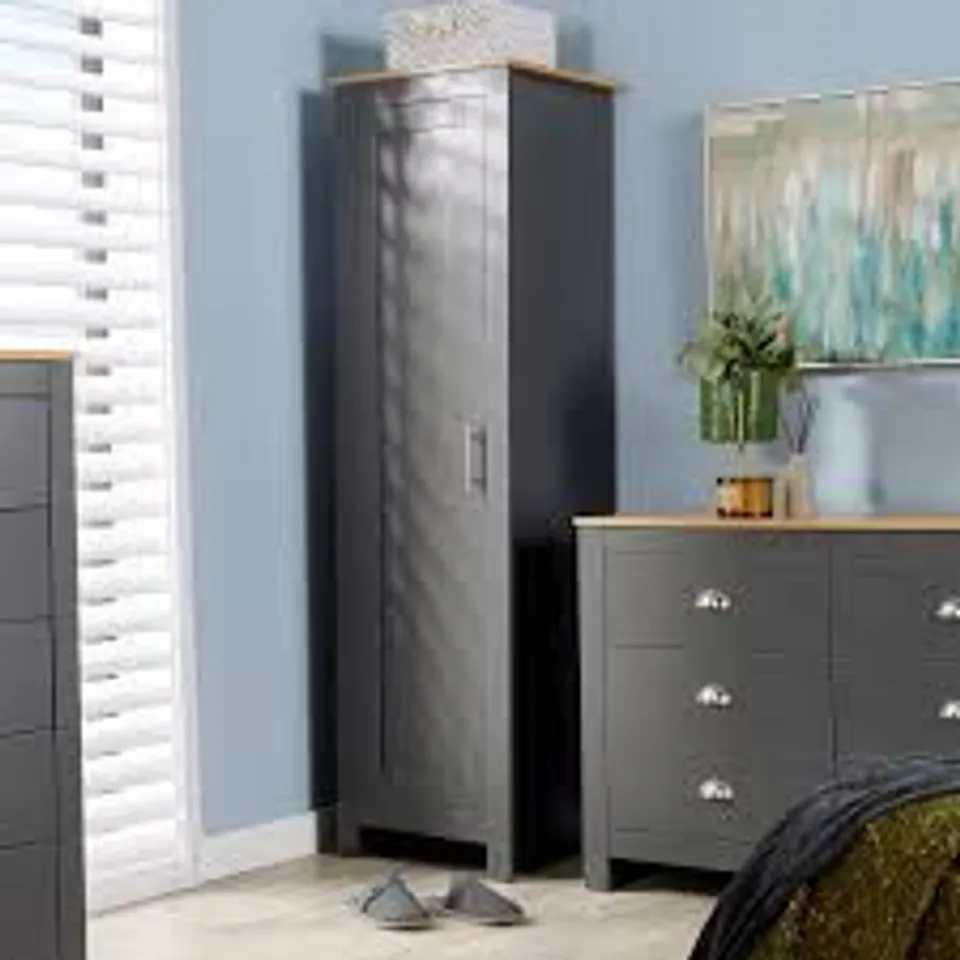 BOXED CAMDEN 1 DOOR WARDROBE - GRAPHITE (1 BOX)