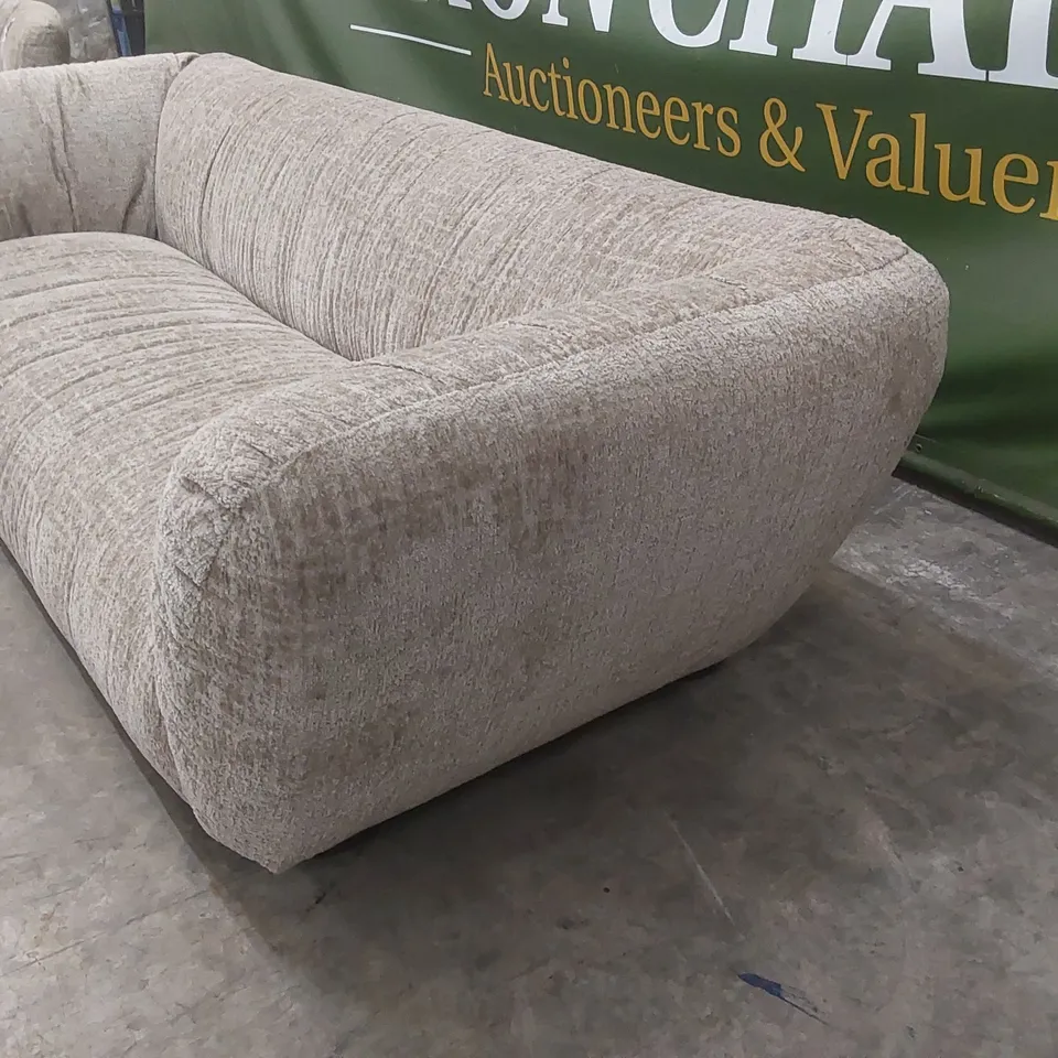 QUALITY DESIGNER ROCHE 4 SEATER OMBRA FABRIC SOFA - BEIGE 