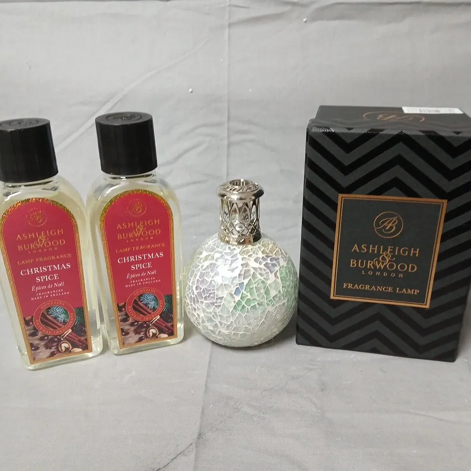 ASHLEIGH & BURWOOD LONDON FRAGRANCE LAMP WITH CHRISTMAS SPICE OILS – MOSAIC GLASS LAMP SET