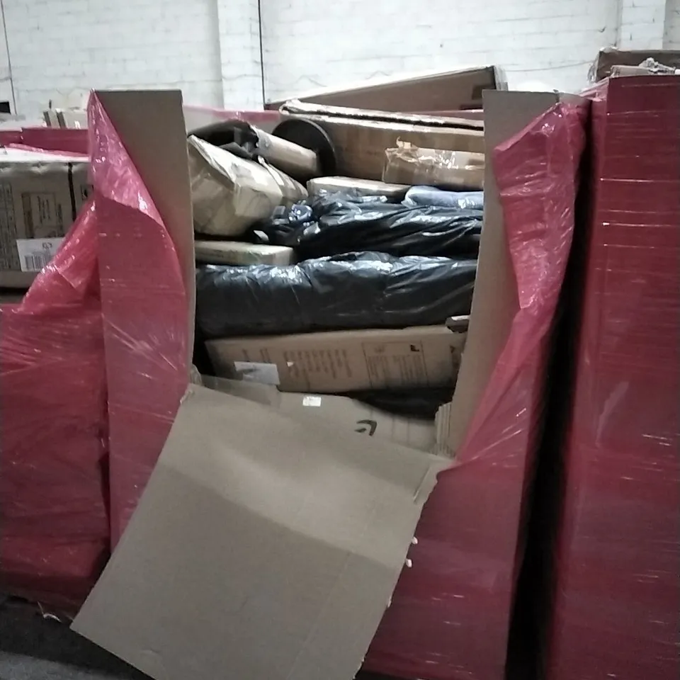 PALLET OF ASSORTED HOUSEHOLD GOODS AND PRODUCTS TO INCLUDE; AIR PURIFIER, PAN, DOOR WAY CHIN-UP BAR ETC