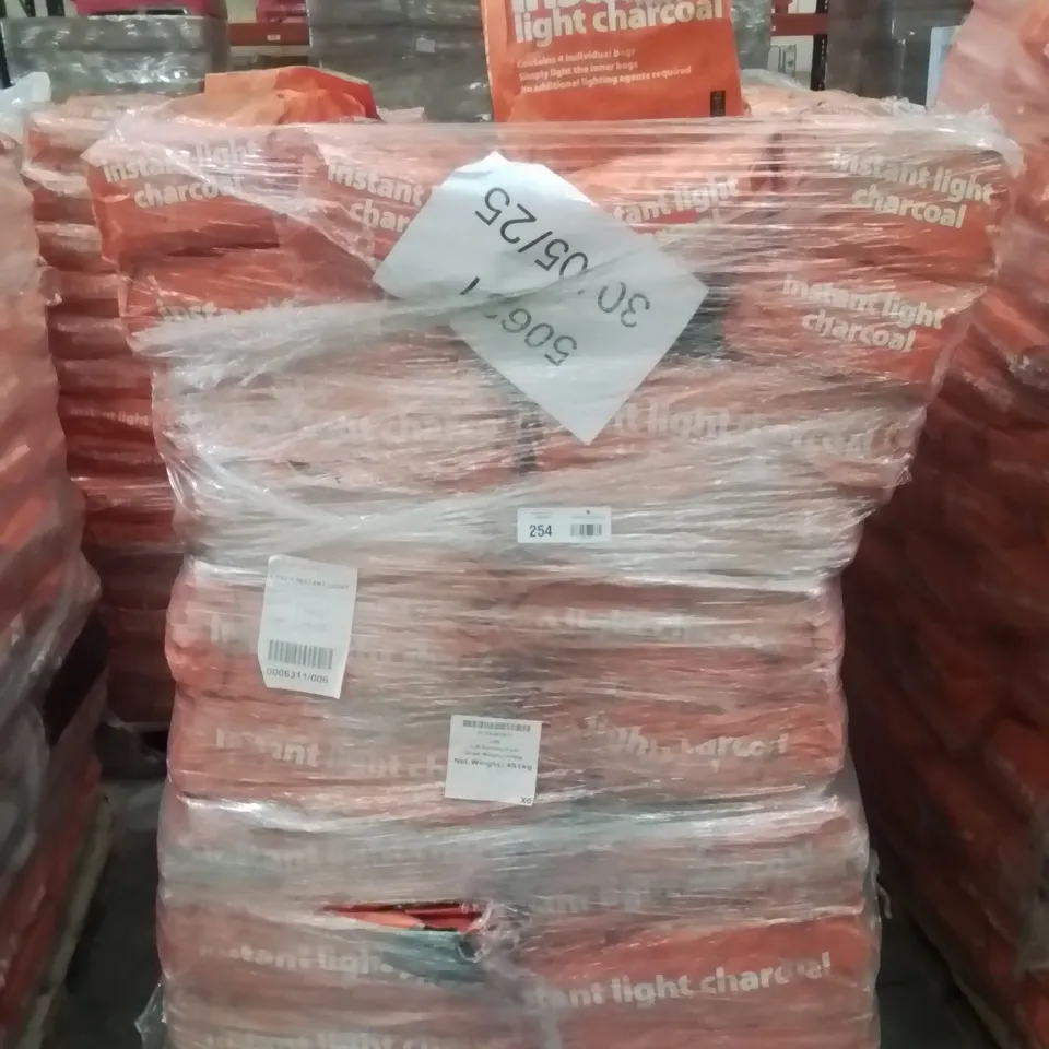 PALLET CONTAINING APPROXIMATELY 100 BRAND NEW BARBECUE CHARCOAL BRIQUETTE BAGS