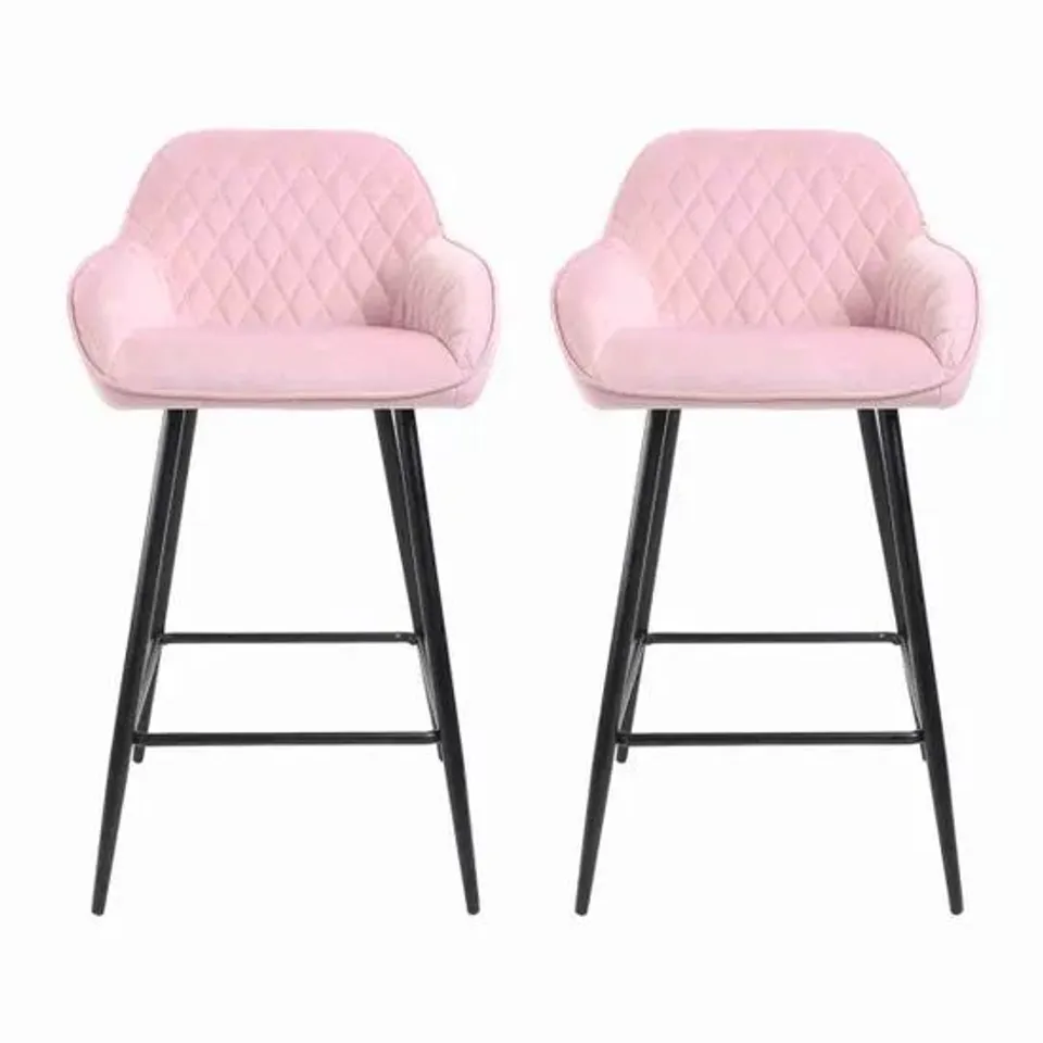 BOXED SET OF 2 NEO CADIZ PINK VELVET CHAIRS (1 BOX)