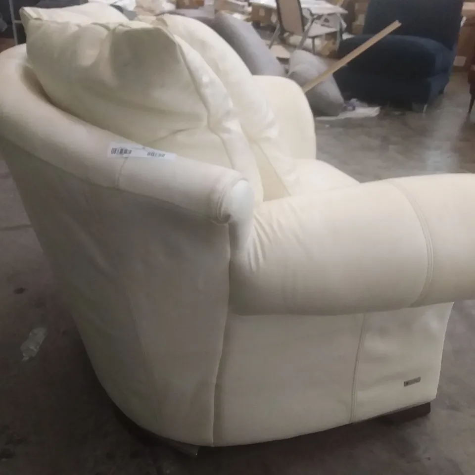 QUALITY DESIGNER MYRA CHAIR - CREAM LEATHER