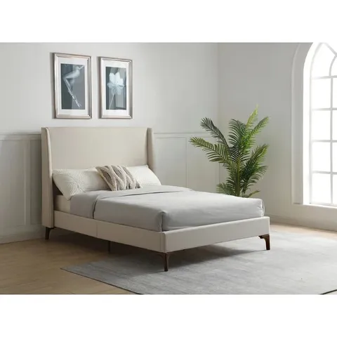 BOXED CARMER UPHOLSTERED BED FRAME DOUBLE - STONE (2 BOXES) 