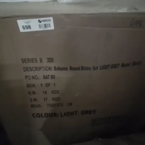 BOXED BAHAMA ROUND LIGHT GREY BISTRO SET - 1 OF 1