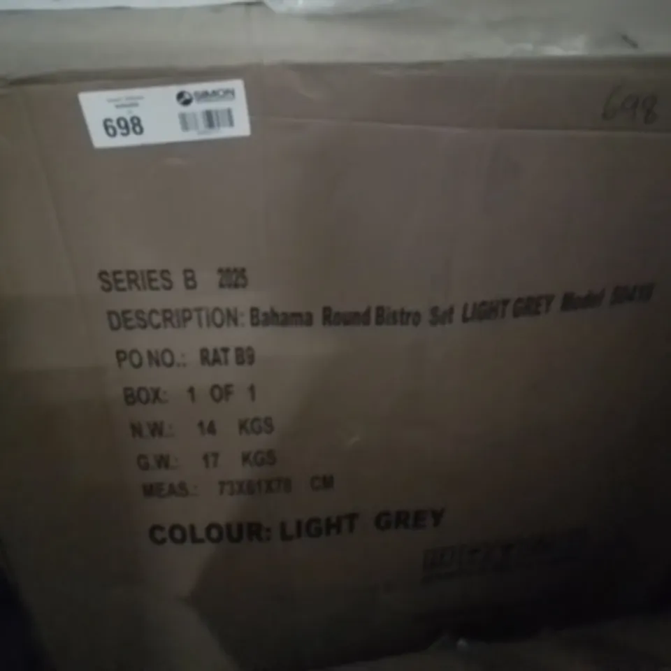 BOXED BAHAMA ROUND LIGHT GREY BISTRO SET - 1 OF 1