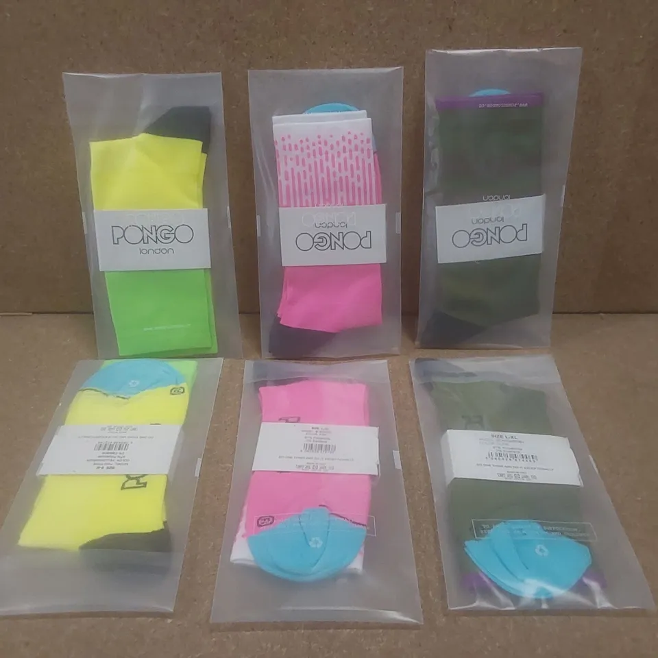 BOX TO CONTAIN A LARGE QUANTITY OF BRAND NEW PAIRS OF PONGO LONDON CYCLING SOCKS - COLOURS AND SIZES VARY // 1 PAIR PER PACK