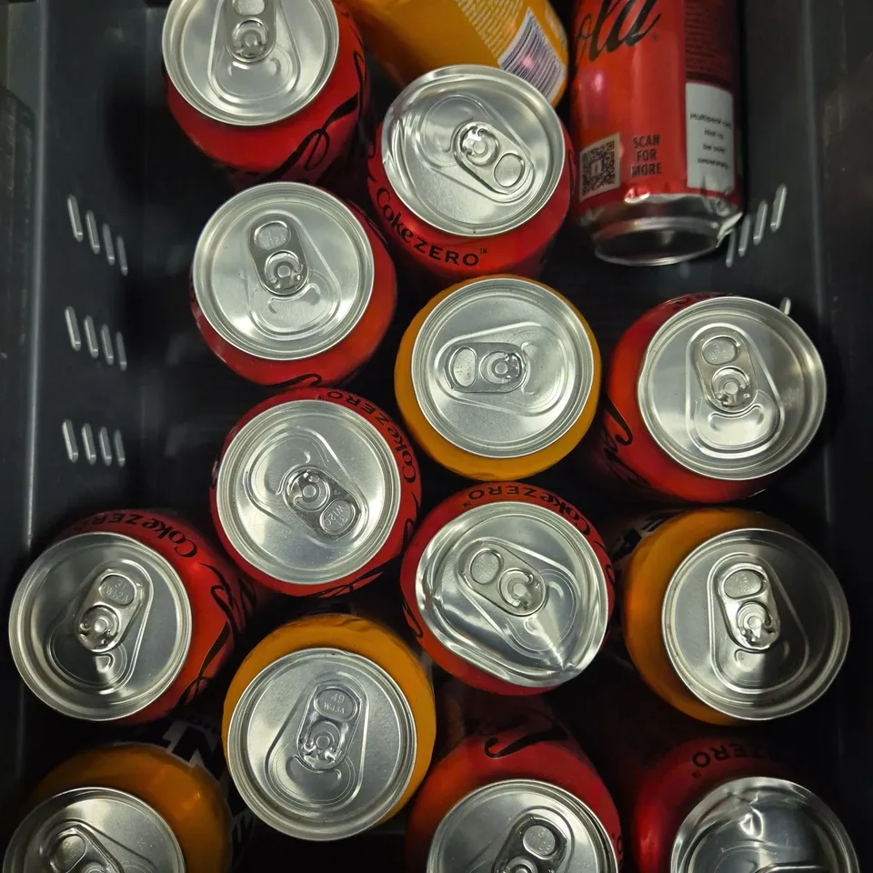 APPROXIMATELY 20 ASSORTED DRINKING PRODUCTS TO INCLUDE PACT COFFEE, COKE ZERO, FANTA ETC 