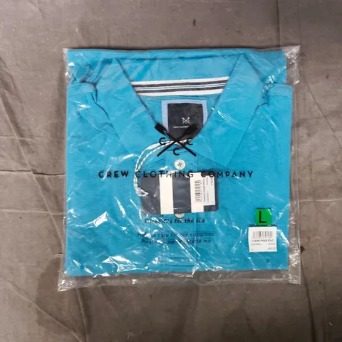 BAGGED CREW CLOTHING COMPANY CLASSIC PIQUE POLO IN BLUE SIZE LARGE
