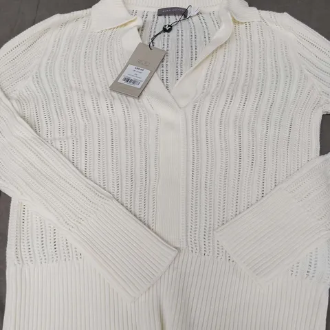 MINT VELVET - IVORY STITCH KNIT POLO - SIZE XS