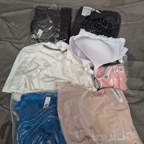 APPROXIMATELY 40 ASSORTED CLOTHING ITEMS IN VARIOUS SIZES, STYLES & COLOURS TO INCLUDE BRAS, TOPS, JACKETS, ETC - COLLECTION ONLY